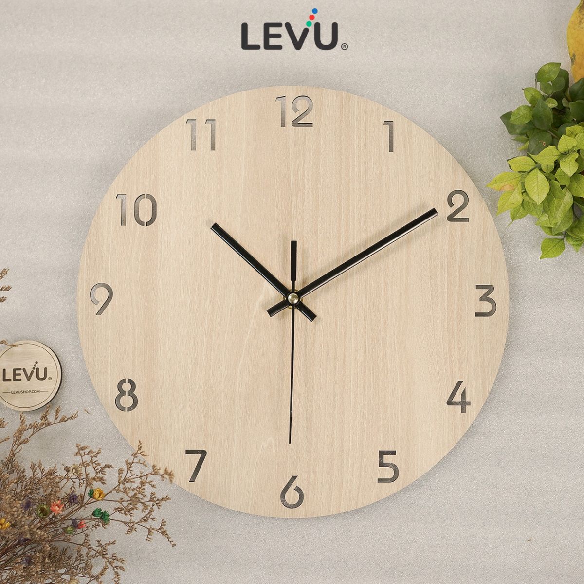 Đồng hồ treo tường gỗ LEVU DH01 giá 99k
